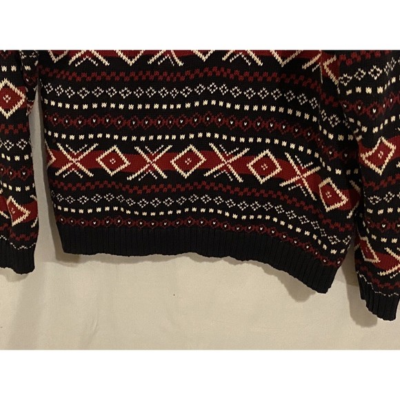 Mens Van Heusen Fair Isle Winter Christmas Sweater XL Black Red/White Crew Neck - Picture 7 of 11